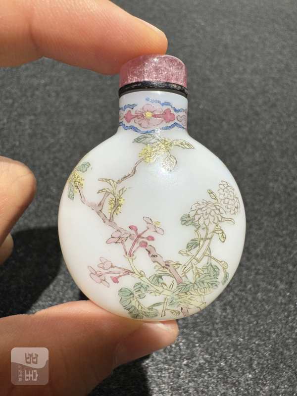 清 料胎牵牛花鼻烟壶 - 图3